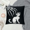 PHYHOO Gift， Skull Hand and Gray Cat Throw pillow Covers Hallowmas Farmhouse Outdoor Room Throw pillowcase Short Plush Sofa Couch Decorative Cushion Case