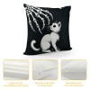 PHYHOO Gift， Skull Hand and Gray Cat Throw pillow Covers Hallowmas Farmhouse Outdoor Room Throw pillowcase Short Plush Sofa Couch Decorative Cushion Case