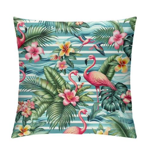 PHYHOO pillow Covers, Flamingo Pattern Design Double-Sided Print Square Cushion Cases for Sofa Bedroom Car Decorative