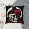 PHYHOO Red Rose Skull and pillow Covers Hallowmas Thanksgiving Farmhouse Outdoor Room Throw pillowcase Short Plush Sofa Couch Decorative Cushion Case