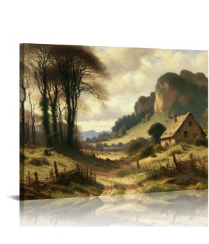 QKZF Canvas Wall Art Room Decor, Vintage Outskirts Country Road Paintings Prints, Rustic Farmhouse Wall Art for Bedroom Bathroom Wall Decor