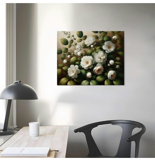 QKZF Canvas Wall Art for Living Room Decor, Vintage Floral Painting Wall Art Prints Rustic Farmhouse Bedroom Bathroom Decor