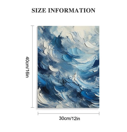 QKZF Canvas Wall Art,Blue Waves Print Canvas Painting for Bedroom Living Room Kitchen Bathroom Corridor Dining Room Hotel Decor