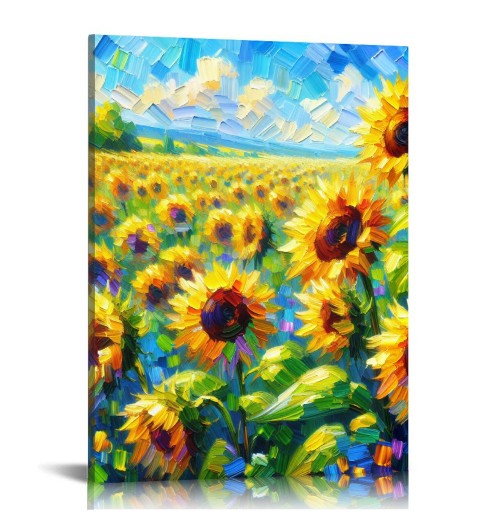 QKZF Canvas Print Wall Art Decor,Happy Sunflower Wall Art Print, Print Wall Decor, Suitable For Office Study Wall Decoration