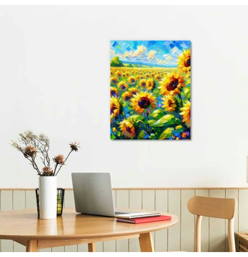 QKZF Canvas Print Wall Art Decor,Happy Sunflower Wall Art Print, Print Wall Decor, Suitable For Office Study Wall Decoration