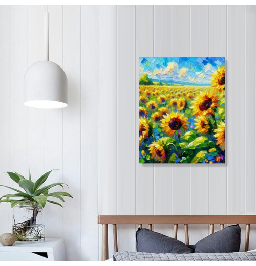 QKZF Canvas Print Wall Art Decor,Happy Sunflower Wall Art Print, Print Wall Decor, Suitable For Office Study Wall Decoration