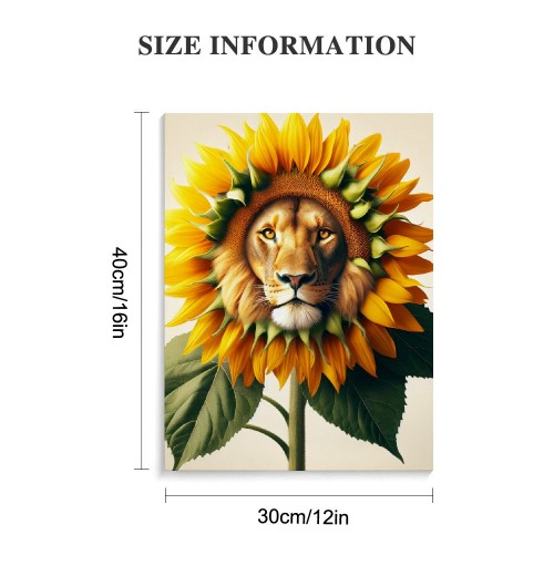 QKZF Canvas Wall Art,Lion Sunflower Print Canvas Painting for Bedroom Living Room Kitchen Bathroom Corridor Dining Room Hotel Decor