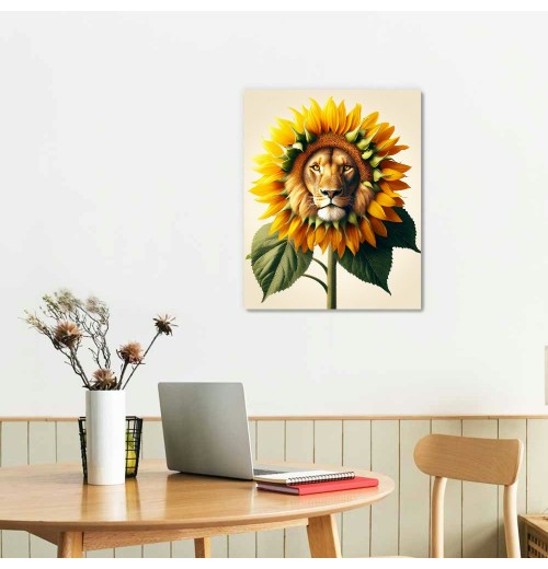 QKZF Canvas Wall Art,Lion Sunflower Print Canvas Painting for Bedroom Living Room Kitchen Bathroom Corridor Dining Room Hotel Decor