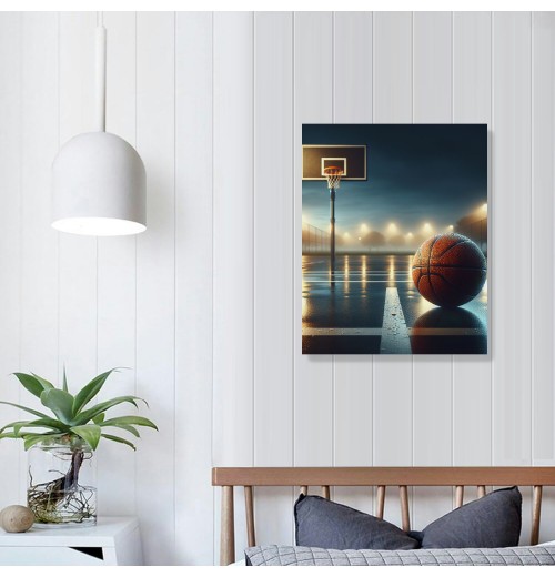 QKZF Canvas Wall Art,Basketball Court Print Canvas Painting for Bedroom Living Room Kitchen Bathroom Corridor Dining Room Hotel Decor