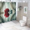 Shangniulu Water Red Rose Shower Curtain, Modern Printed Bathroom Decoration, Waterproof Fabric Rose Shower Curtain With Hooks