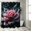 Shangniulu Modern Style Printed Shower Curtain, Waterproof With Hooks, Romantic Floral Bathroom Decoration Shower Curtain