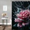 Shangniulu Modern Style Printed Shower Curtain, Waterproof With Hooks, Romantic Floral Bathroom Decoration Shower Curtain