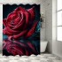 Shangniulu Modern Style Printed Shower Curtain, Bright Red Rose Bathroom Decorative Shower Curtain, Modern Tarp Shower Curtain With Hooks