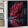 Shangniulu Modern Style Printed Shower Curtain, Bright Red Rose Bathroom Decorative Shower Curtain, Modern Tarp Shower Curtain With Hooks