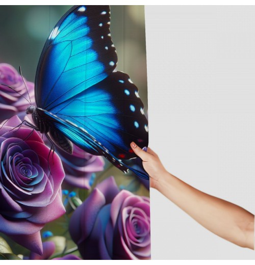 Shangniulu Butterfly Shower Curtains for Bathroom, Romantic Flower Shower Curtains Set for Bathroom Decor