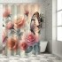 Shangniulu Modern Style Printed Shower Curtain, Butterfly Shower Curtains for Bathroom, Romantic Flower Bathroom Decor Shower Curtains