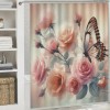 Shangniulu Modern Style Printed Shower Curtain, Butterfly Shower Curtains for Bathroom, Romantic Flower Bathroom Decor Shower Curtains