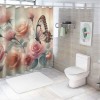 Shangniulu Modern Style Printed Shower Curtain, Butterfly Shower Curtains for Bathroom, Romantic Flower Bathroom Decor Shower Curtains