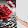 Shangniulu Printed Shower Curtain, Water Red Rose Butterfly Bathroom Shower Curtain, Modern Shower Curtain With Hooks