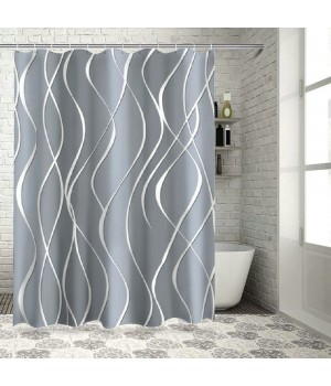 Shangniulu Light Gray Shower Curtain for Bathroom with Hooks,Without Odor Polyester Fiber Material,White Stripe Bathroom Decorative Shower Curtains Water Repellent Washable