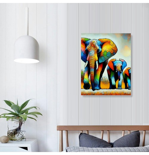 QKZF Textured Canvas Wall Art for Living Room, Canvas Wall Art Framed Oil Painting Elephant Artwork Modern Wall Decor Pictures Bathroom Bedroom Home Office Decor