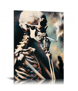 QKZF Skull of a with Burning Cigarette, Canvas Wall Art for Home Decor and Wall Decor Post-impressionism Canvas Prints Pictures Artwork