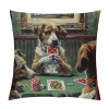 PHYHOO Short Plush pillow Covers,Dogs Playing Poker Double-Sided Print Square Cushion Cases for Sofa Bedroom Car Decorative