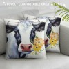 PHYHOO Cow Daisy Throw pillow Cover Double-Sided Farm Throw pillowcase for Couch Sofa Bed Bedroom Car Living Decor