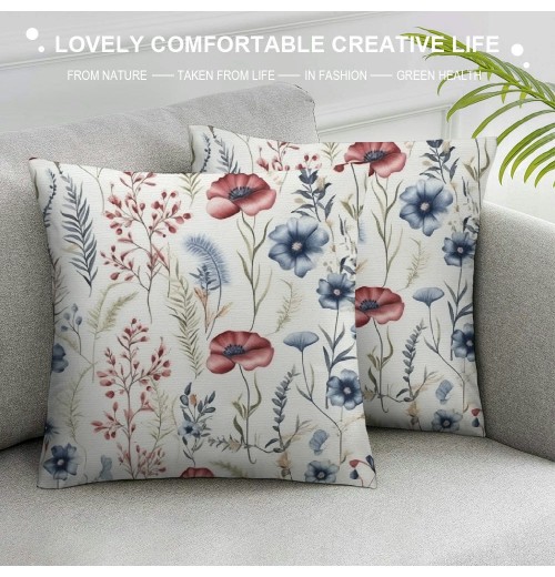 PHYHOO  Floral Throw pillow Cover 18"X18" Wildflower Throw pillowcase for Home Decor