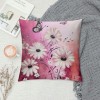 PHYHOO Girly Pink Daisy Throw pillow Cover,Retro Hand Draw Graffiti Cushion Cover for Car Camper Office,Farmhouse Style Botanical pillowcase Outdoor pillow Cover Single Pack