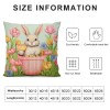 PHYHOO Easter Cartoon pillow Covers,Watercolor Flowers Butterflies Colorful Eggs Throw pillow Covers Cases, Stripes Rustic Style Square Cushion Covers