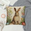 PHYHOO Easter Rabbit pillow Covers Farmhouse Retro Easter Rabbit Bunny Violet Floral pillow Cases Throw Cushion Cover for Home Sofa Office