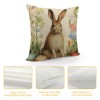 PHYHOO Easter Rabbit pillow Covers Farmhouse Retro Easter Rabbit Bunny Violet Floral pillow Cases Throw Cushion Cover for Home Sofa Office