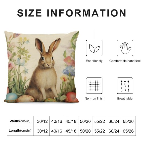 PHYHOO Easter Rabbit pillow Covers Farmhouse Retro Easter Rabbit Bunny Violet Floral pillow Cases Throw Cushion Cover for Home Sofa Office