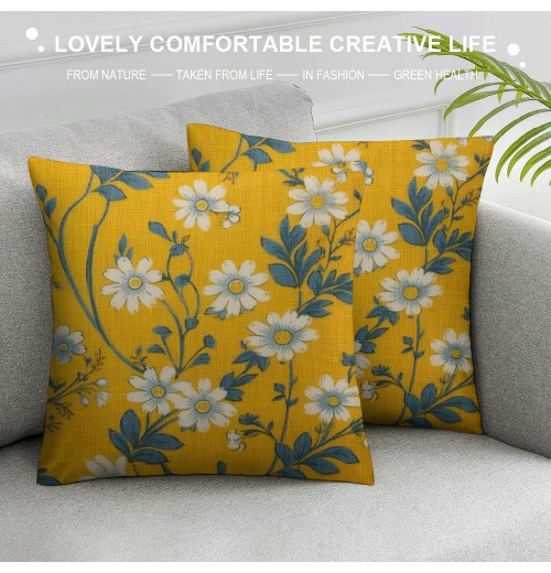 PHYHOO Throw pillows Covers Yellow Cushion Cover Outdoor Decorative Farmhouse Decor Cushion Covers for Home Sofa Bed Couch 18X18Inch