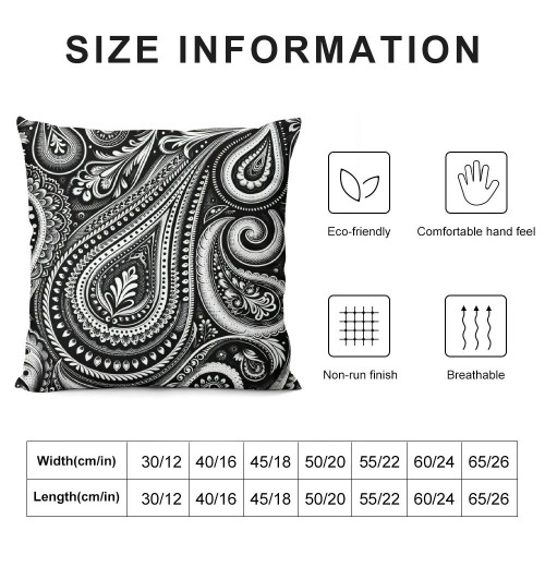 PHYHOO Floral Paisley Decorative Throw pillow Cover, Traditionally Floral Pattern Square pillowcase Blended Double-Sided No Inserts for Bedroom Living Room