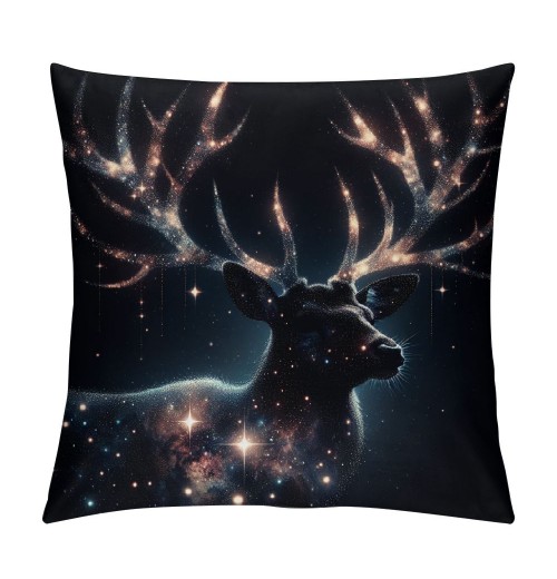 PHYHOO Short Plush pillow Covers Forest Xmas Aesthetics Starry Elk Square pillow Case for Bedroom, Sofa, Car Decoration Both Sides