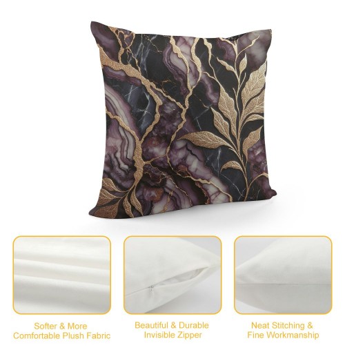 PHYHOO Short Plush pillow Covers Purple Marble Pattern Square pillow Case for Bedroom, Sofa, Car Decoration Both Sides