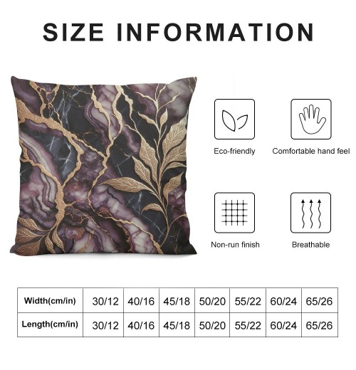 PHYHOO Short Plush pillow Covers Purple Marble Pattern Square pillow Case for Bedroom, Sofa, Car Decoration Both Sides