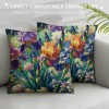 PHYHOO Short Plush pillow Covers Botanical Plant Square pillow Case for Bedroom, Sofa, Car Decoration Both Sides