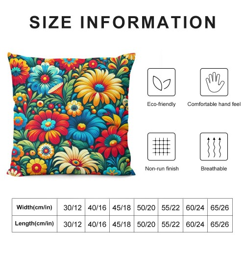 PHYHOO Short Plush pillow Covers Colorful Floral Square pillow Case for Bedroom, Sofa, Car Decoration Both Sides