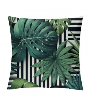 PHYHOO Short Plush pillow Covers Tropical Palm Tree Leaves Square pillow Case for Bedroom, Sofa, Car Decoration Both Sides