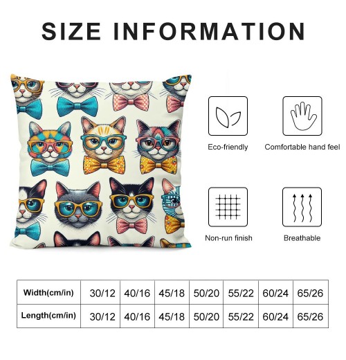 PHYHOO Short Plush pillow Covers Cute Cats Square pillow Case for Bedroom, Sofa, Car Decoration Both Sides