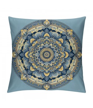 PHYHOO Short Plush pillow Covers Boho Mandala Floral Square pillow Case for Bedroom, Sofa, Car Decoration Both Sides