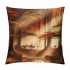 PHYHOO Short Plush pillow Covers Deers Stream in Forest Painting Square pillow Case for Bedroom, Sofa, Car Decoration Both Sides