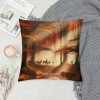 PHYHOO Short Plush pillow Covers Deers Stream in Forest Painting Square pillow Case for Bedroom, Sofa, Car Decoration Both Sides