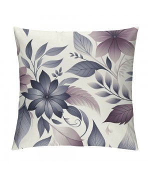 PHYHOO Rural Floral Short Plush pillow Covers Ink Leaves Square pillow Case for Bedroom, Sofa, Car Decoration Both Sides