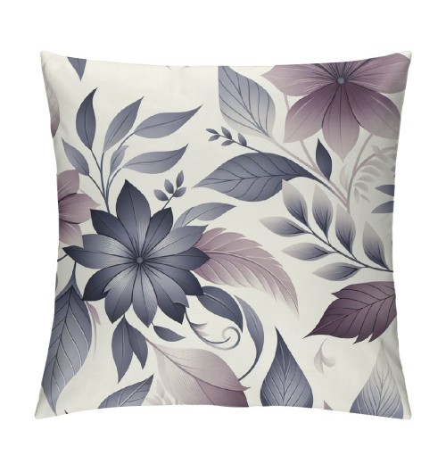 PHYHOO Rural Floral Short Plush pillow Covers Ink Leaves Square pillow Case for Bedroom, Sofa, Car Decoration Both Sides