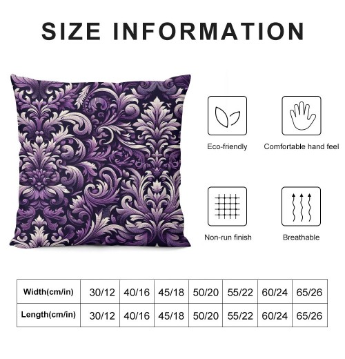 PHYHOO Short Plush pillow Covers Vintage Floral Square pillow Case for Bedroom, Sofa, Car Decoration Both Sides, Purple