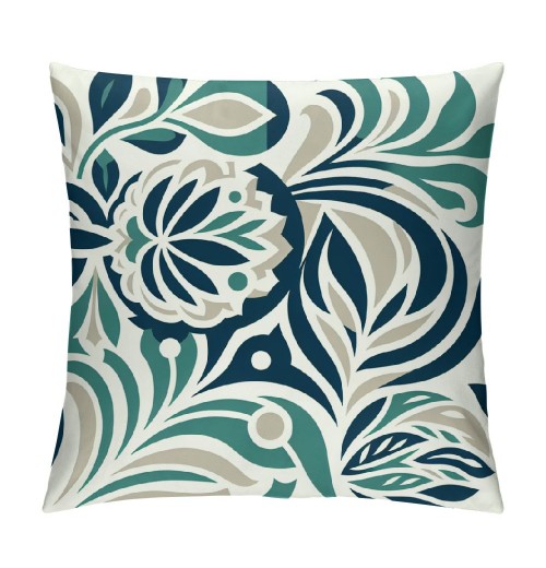 PHYHOO Short Plush pillow Covers Green Blue Flower Square pillow Case for Bedroom, Sofa, Car Decoration Both Sides